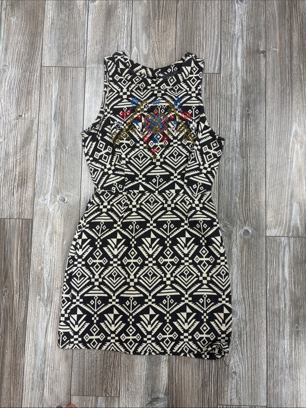 ASTR Sleeveless Cut Out Back Embroidered Beaded Front Mini Dress